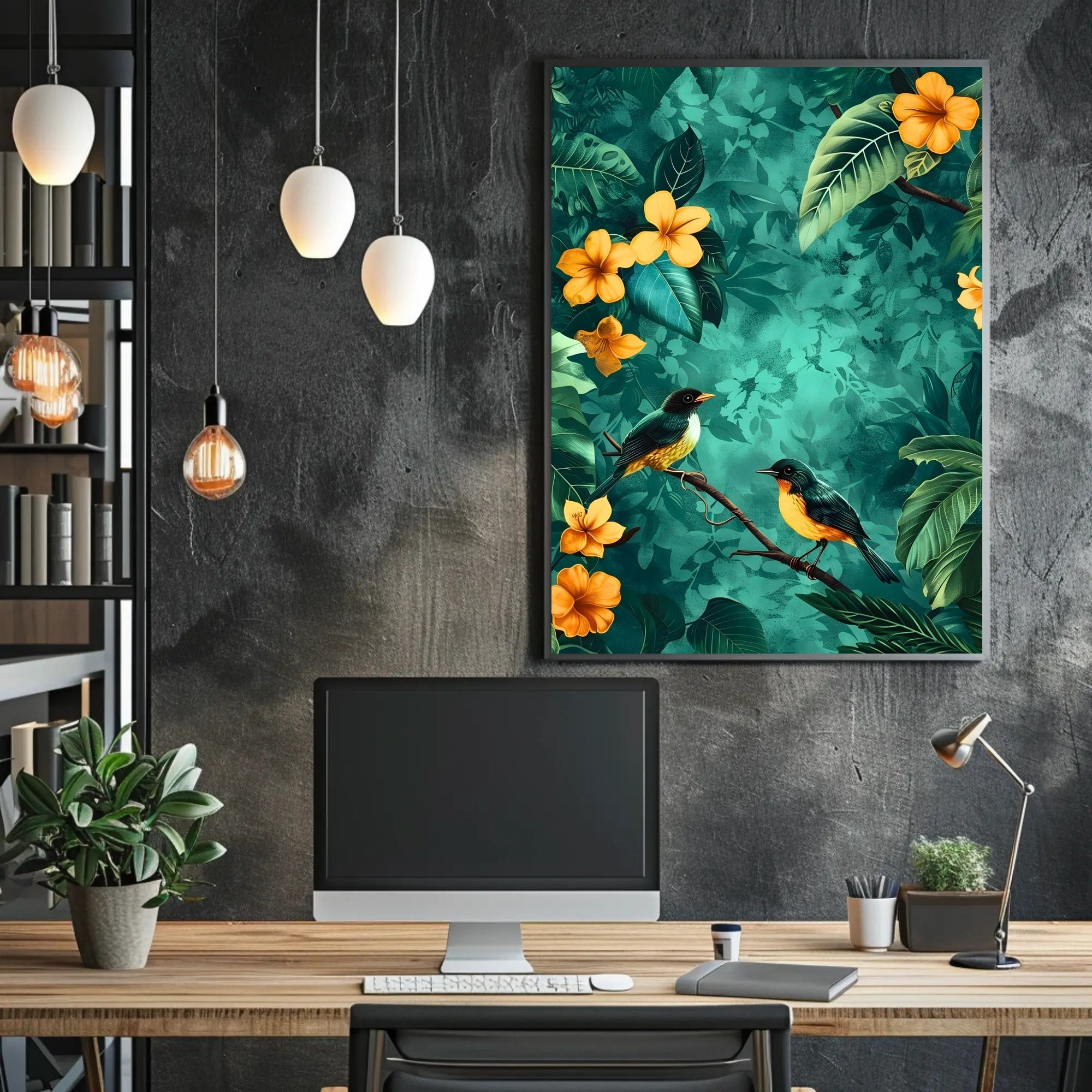 Tropical Birds in Lush Jungle Animal Poster