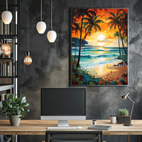 Tropical Beach Sunset Serenity Poster - Travel Poster