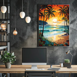 Tropical Beach Sunset Serenity Poster - Travel Poster