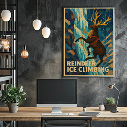 Reindeer Ice Climbing Adventure Fantasy Poster