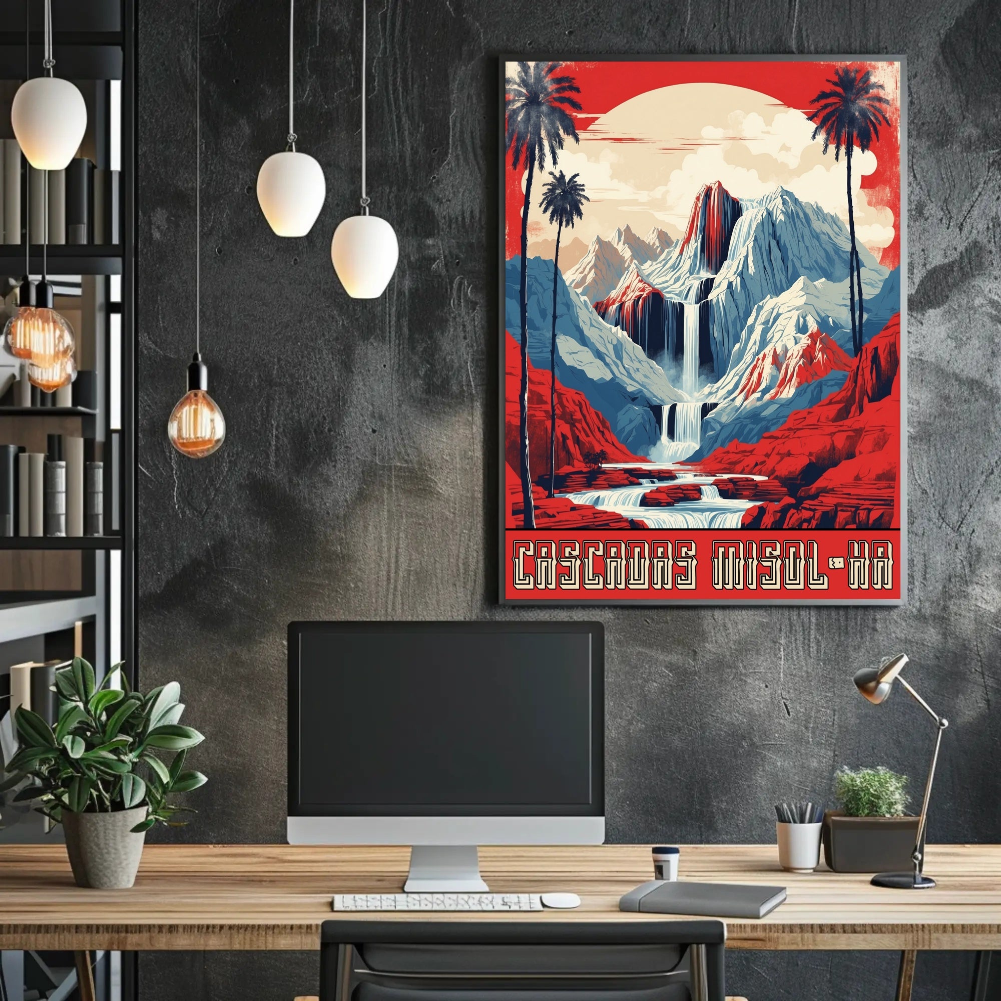 Cascadas Misol-Ha Retro Travel Poster