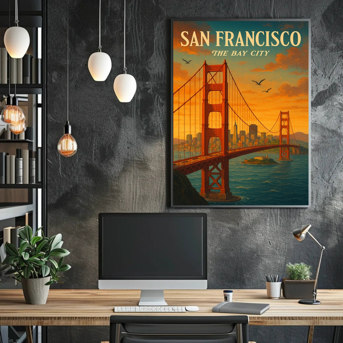 Golden Gate Bridge Vintage Travel Poster Art Print
