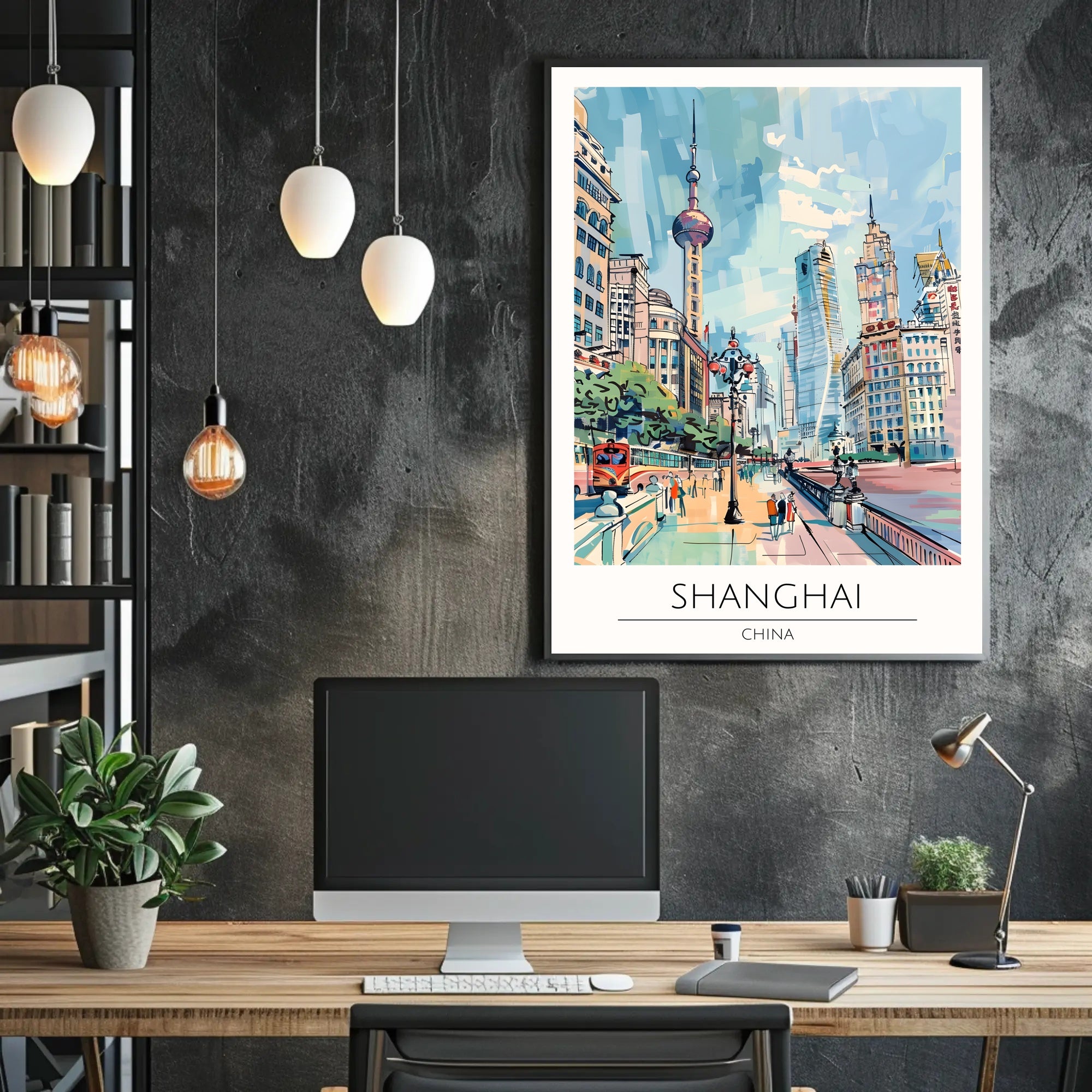 Shanghai Cityscape Poster PosterGoat