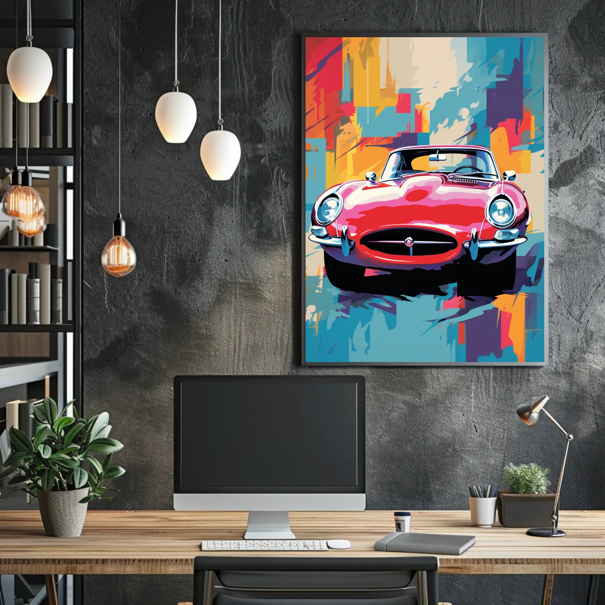 Vibrant Classic Car Art Poster PosterGoat