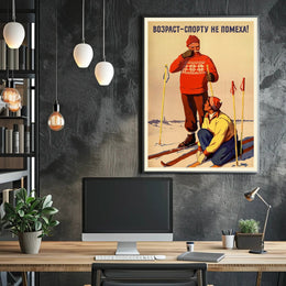 Winter Skiing Fitness Vintage Art Sports Poster