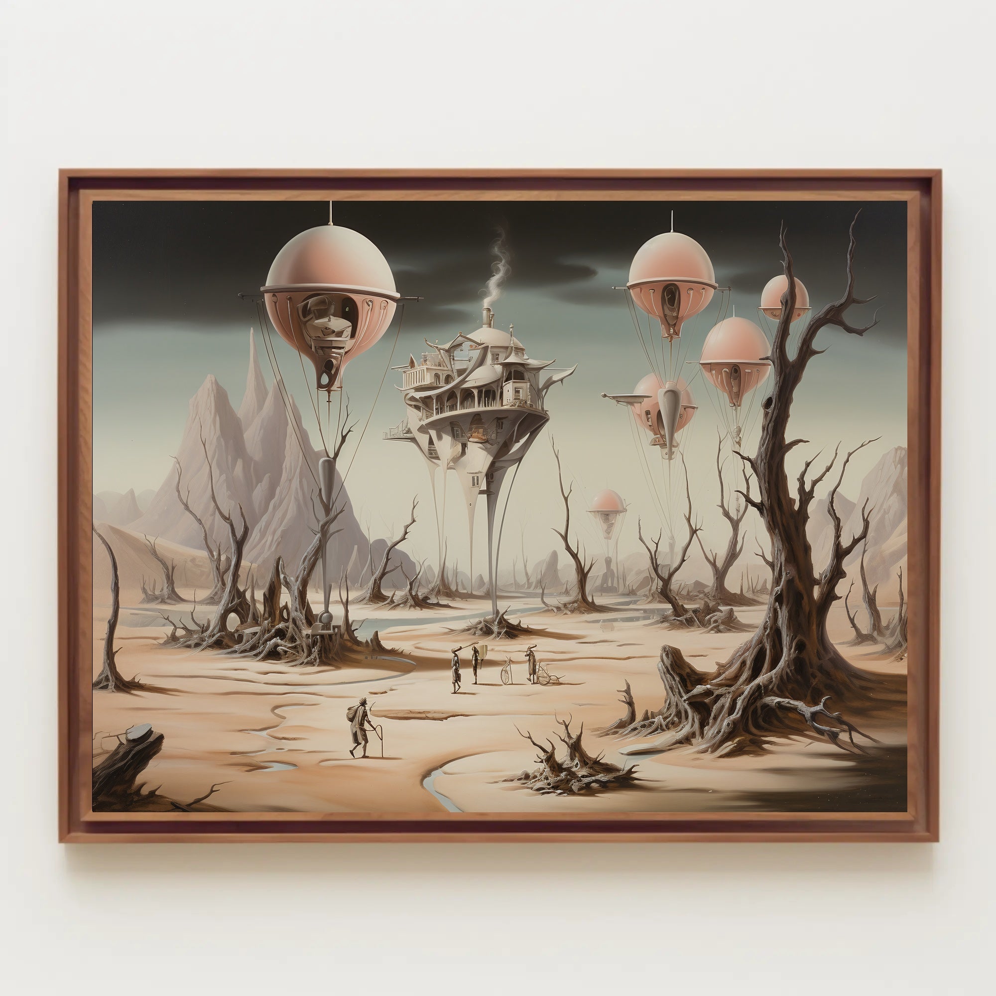 Surreal Landscape with Futuristic Technology Sci-Fi Poster