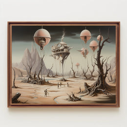 Surreal Landscape with Futuristic Technology Sci-Fi Poster