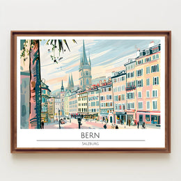 Bern Cityscape Illustration Poster PosterGoat