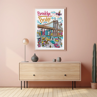 Brooklyn Bridge New York Iconic Landmark Travel Poster