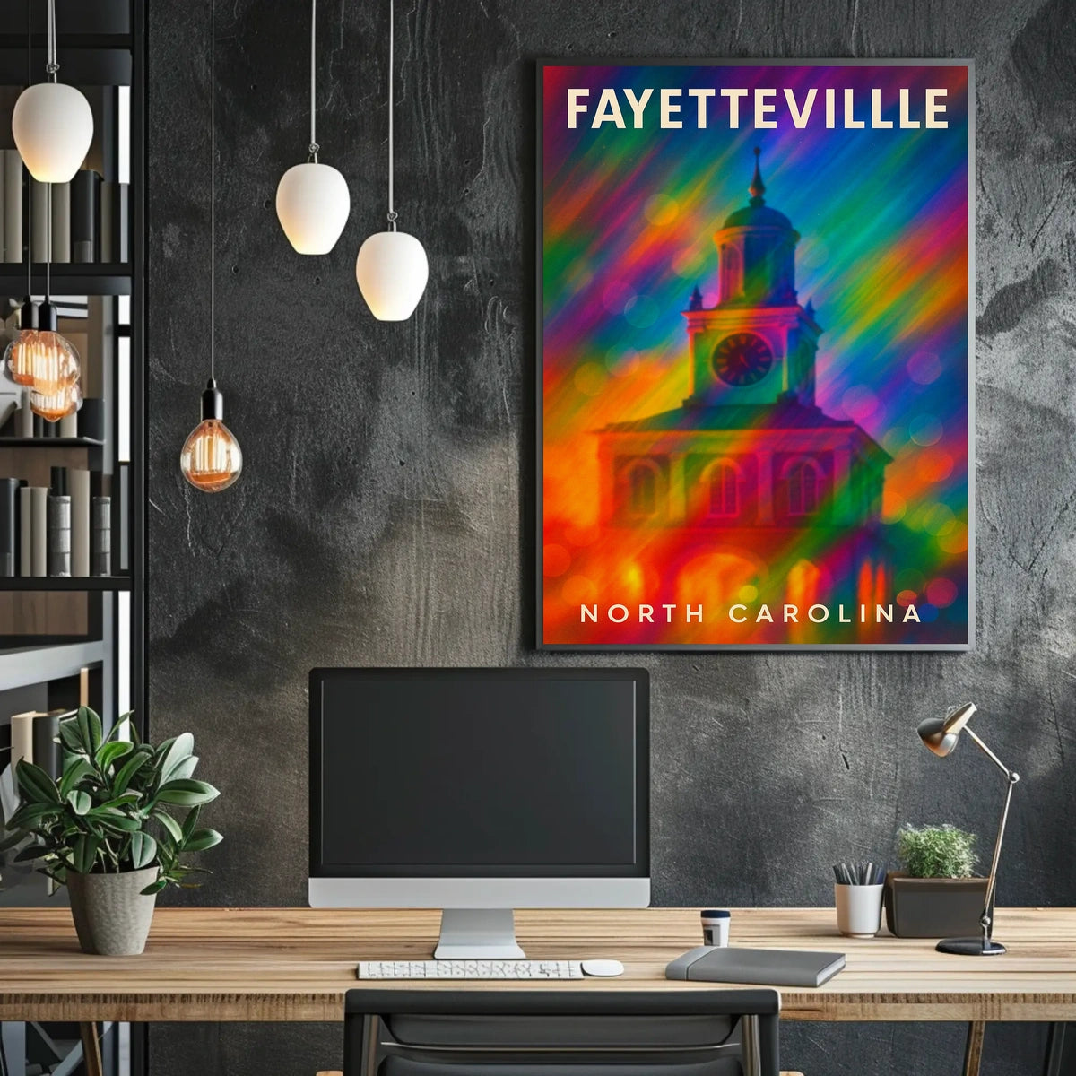 Fayetteville North Carolina Scenic Travel Art Realism Digital Painting Vibrant Heritage Souvenir Wall Decor Poster