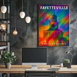 Fayetteville North Carolina Scenic Travel Art Realism Digital Painting Vibrant Heritage Souvenir Wall Decor Poster