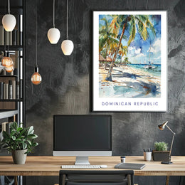 Tropical Beach Paradise in Watercolor Travel Poster PosterGoat