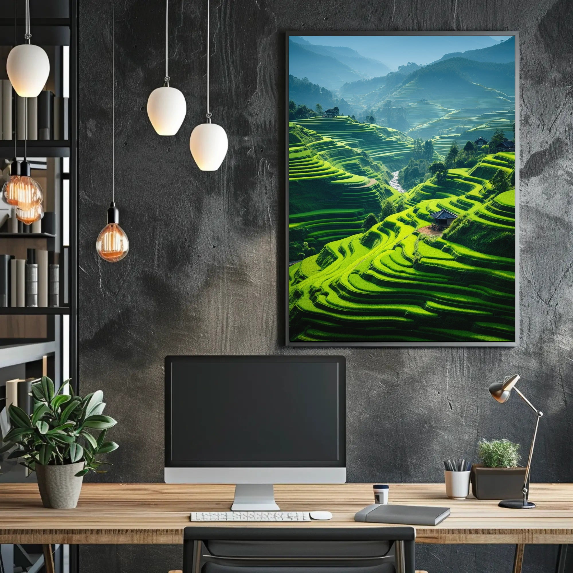 Beautiful Terraced Rice Fields Art Print Cultural Poster