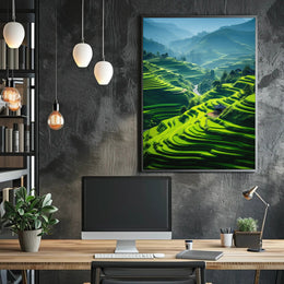 Beautiful Terraced Rice Fields Art Print Cultural Poster