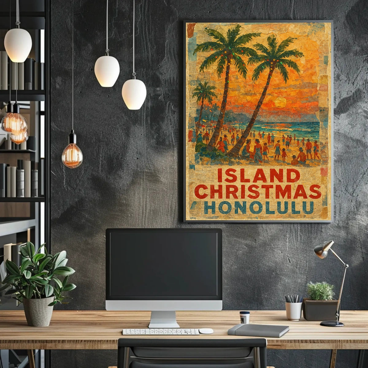 Island Christmas In Honolulu Poster