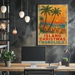 Island Christmas In Honolulu Poster