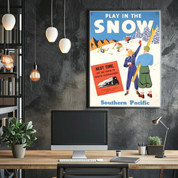 Play in the Snow with Southern Pacific Poster PosterGoat