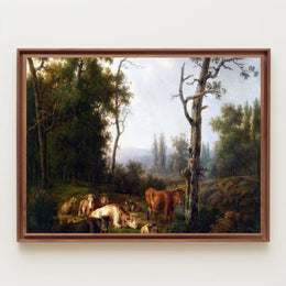 Serene 19th-Century Countryside Scene Animal Poster