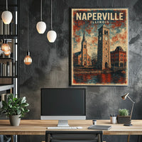 Naperville, Illinois Architectural Poster