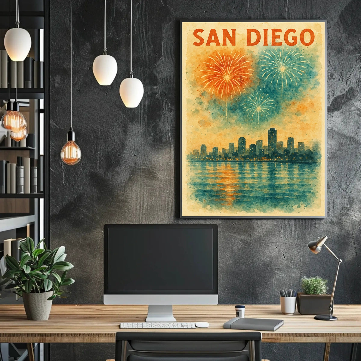 San Diego Skyline Celebration Poster