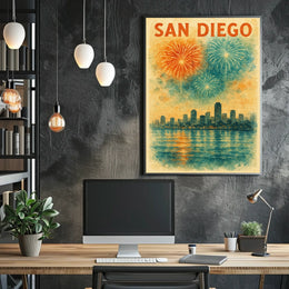 San Diego Skyline Celebration Poster