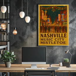 Nashville Music City Mistletoe Poster