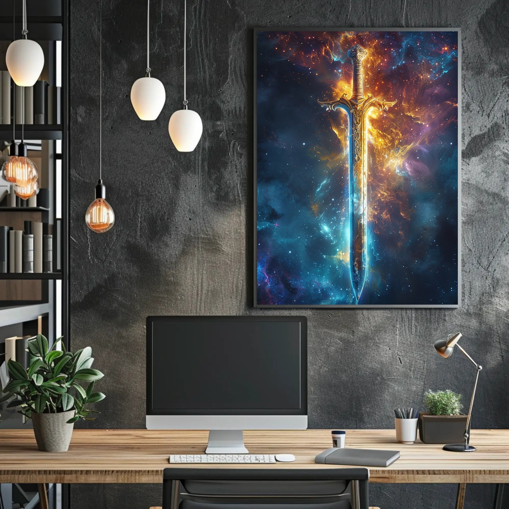 Cosmic Blade Art Print Poster for Home Decor and Wanderlust Enthusiasts PosterGoat
