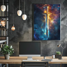 Cosmic Blade Art Print Poster for Home Decor and Wanderlust Enthusiasts PosterGoat