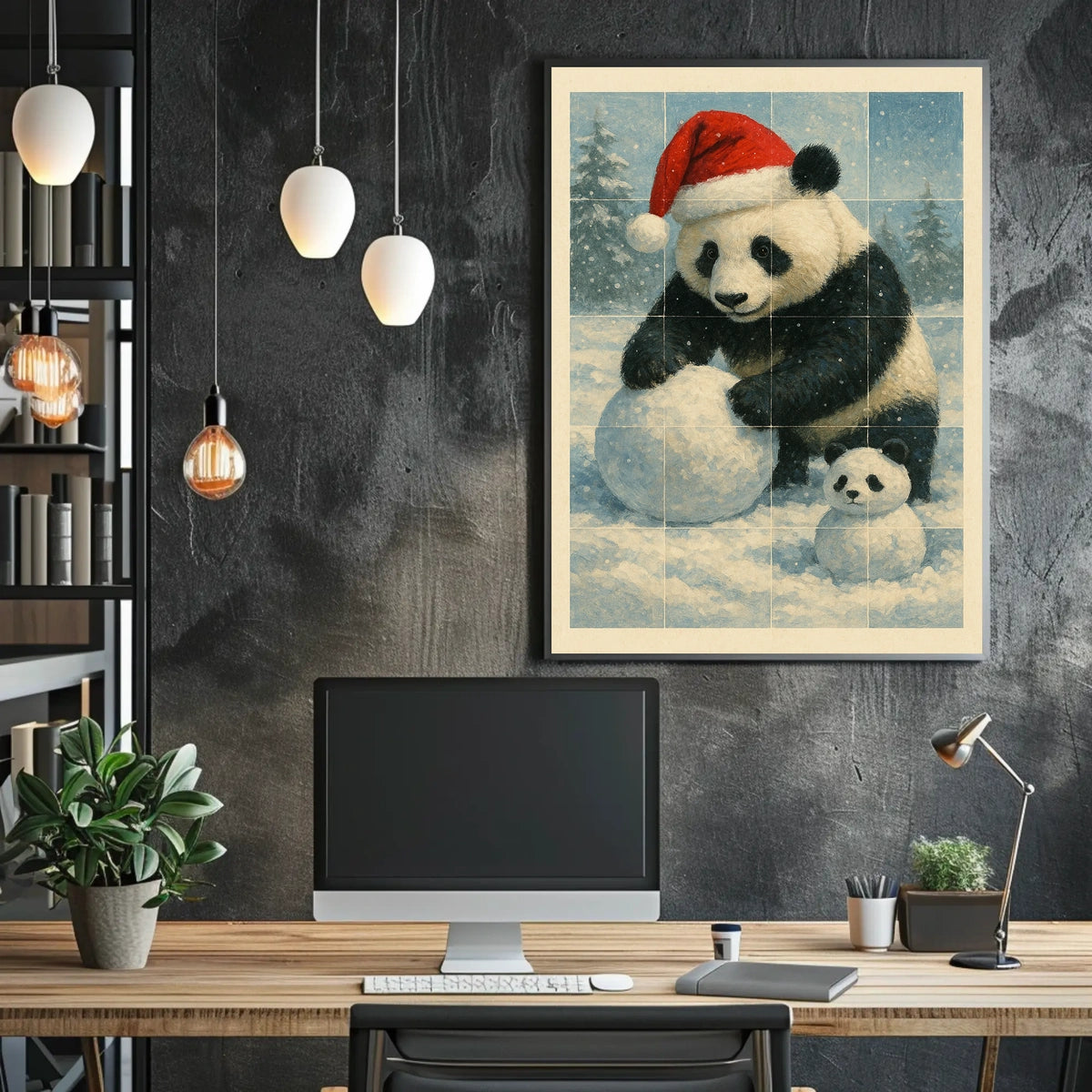 Festive Panda In Winter Wonderland Poster