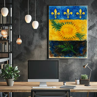 Sunflower and Fleur-de-Lis Poster