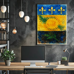 Sunflower and Fleur-de-Lis Poster