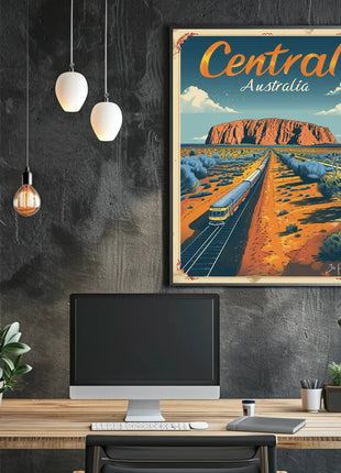 Uluru Australia Vintage Travel Adventure Poster