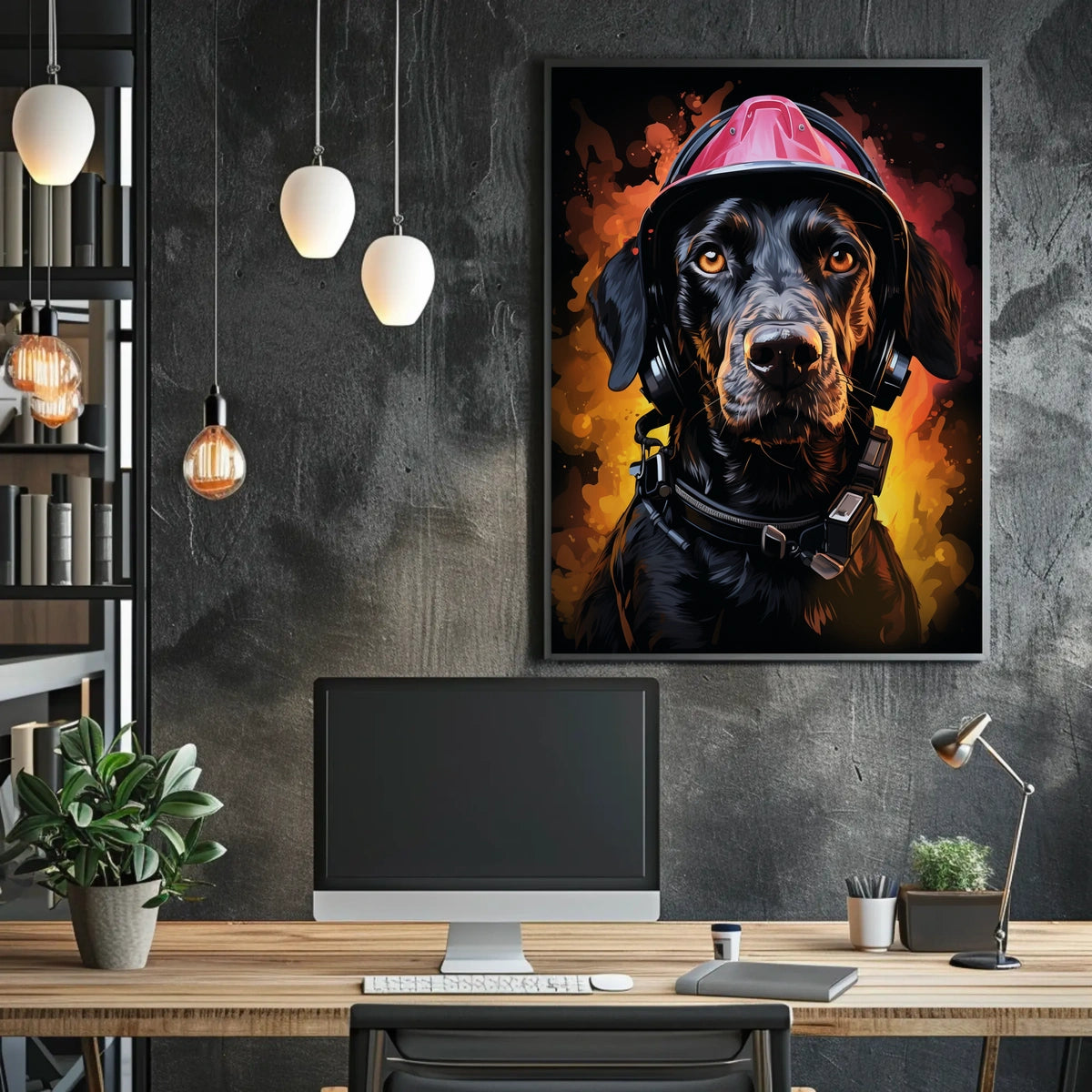 Firefighter Dog Poster