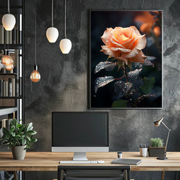 Dew-Kissed Rose Poster PosterGoat