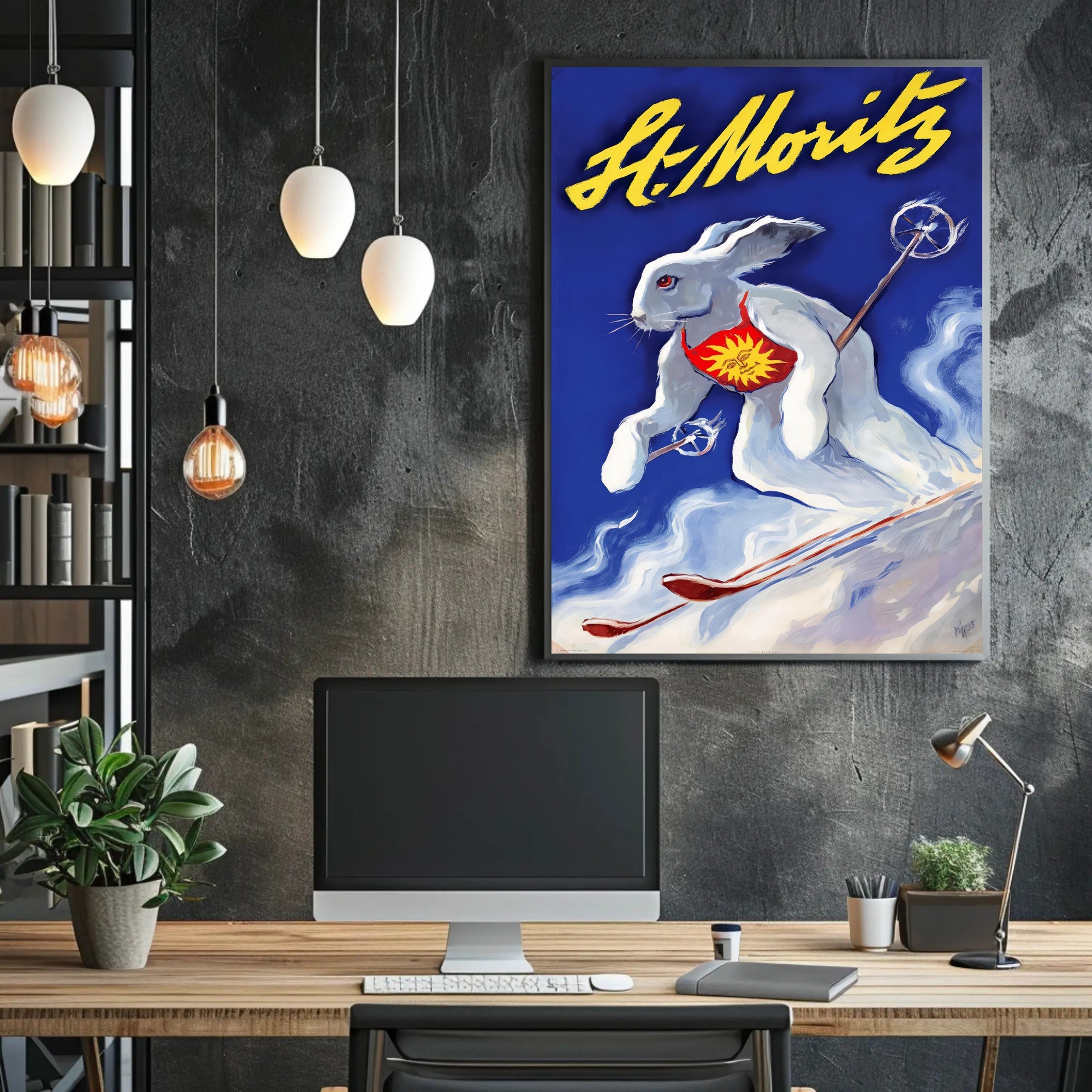 St. Moritz Skiing Poster PosterGoat