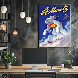 St. Moritz Skiing Poster PosterGoat