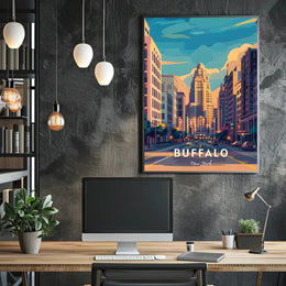 Buffalo Art Deco Urban Cityscape Poster Modern Wall Art