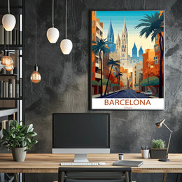 Barcelona Vibrant Cityscape Urban or Cityscape Poster