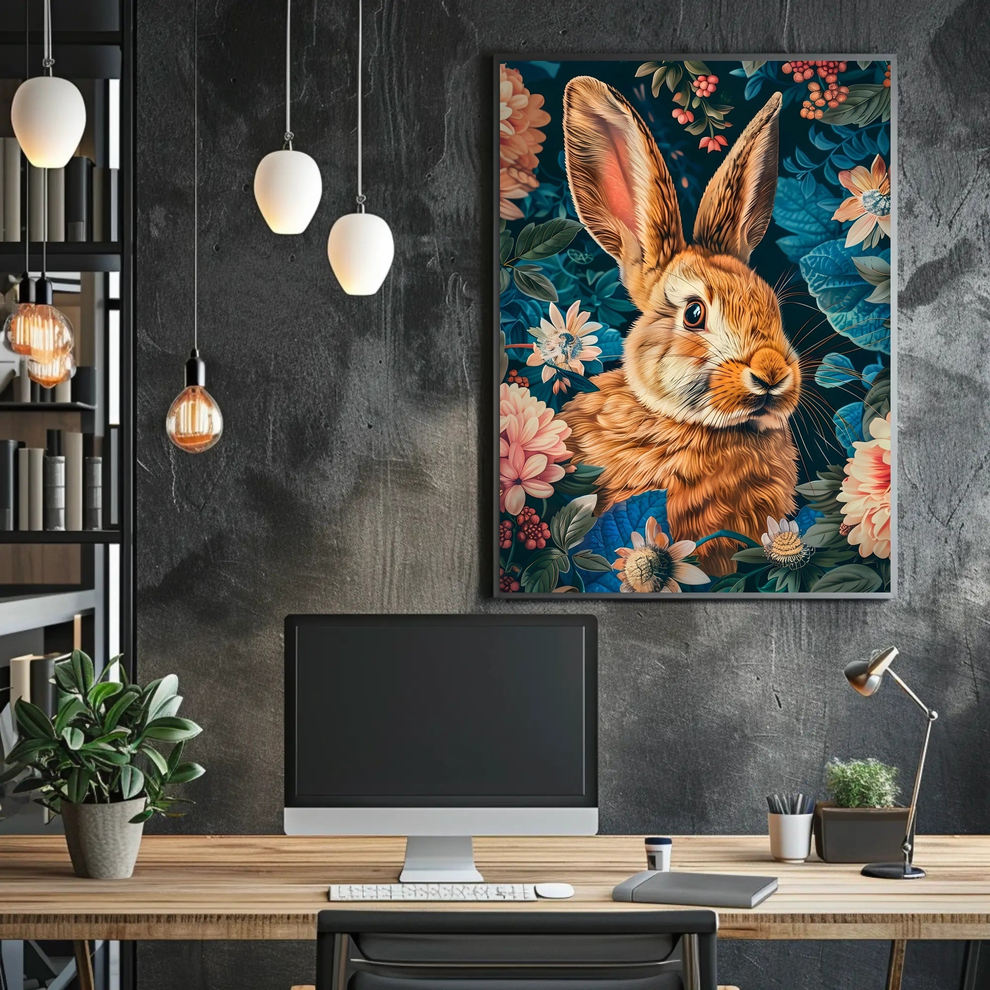 Enchanted Rabbit in Bloom Wall Art Print