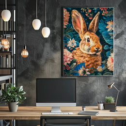 Enchanted Rabbit in Bloom Wall Art Print