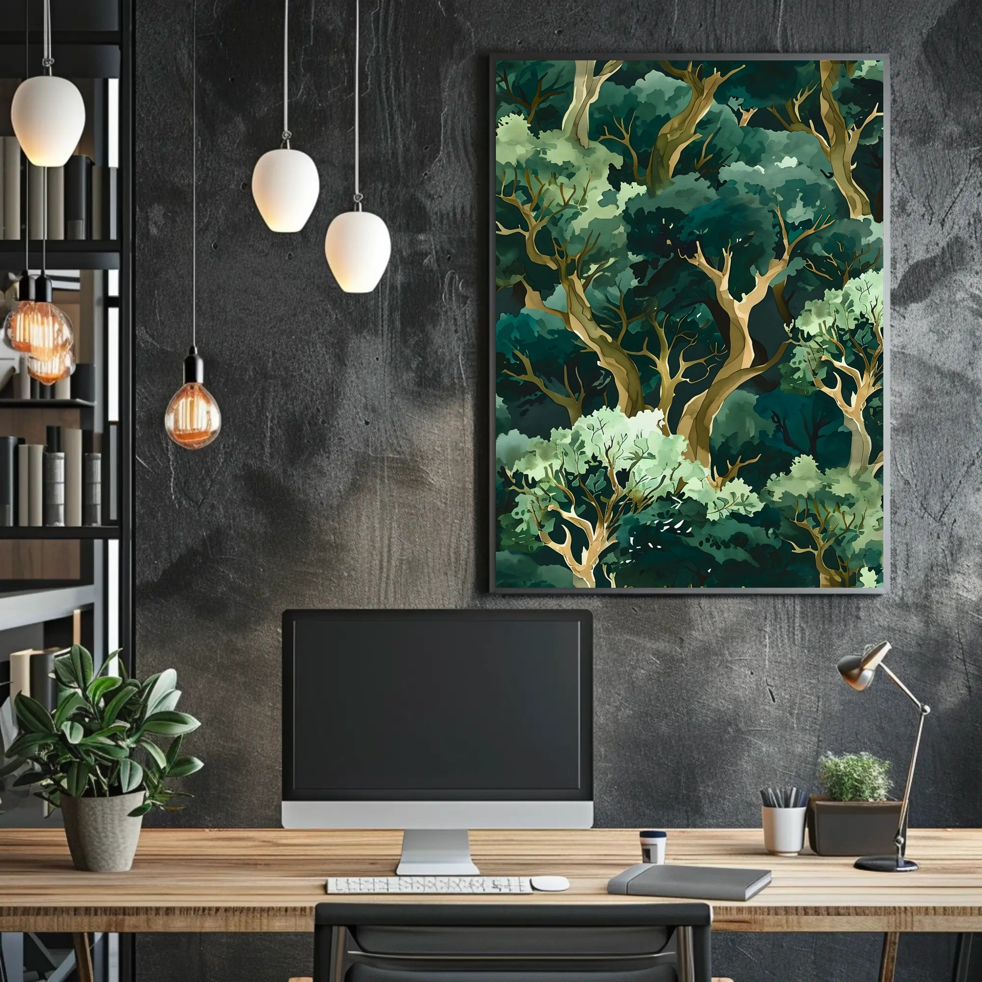 Lush Green Forest Abstract Artistic Poster