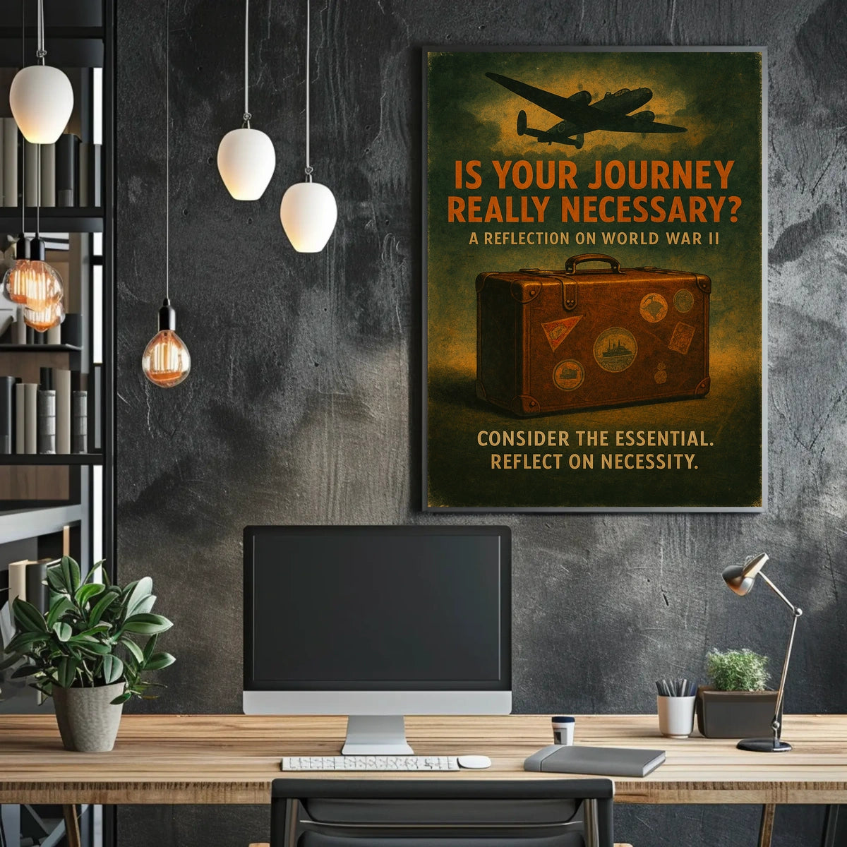World War II Travel Vintage Nostalgic Somber Poster