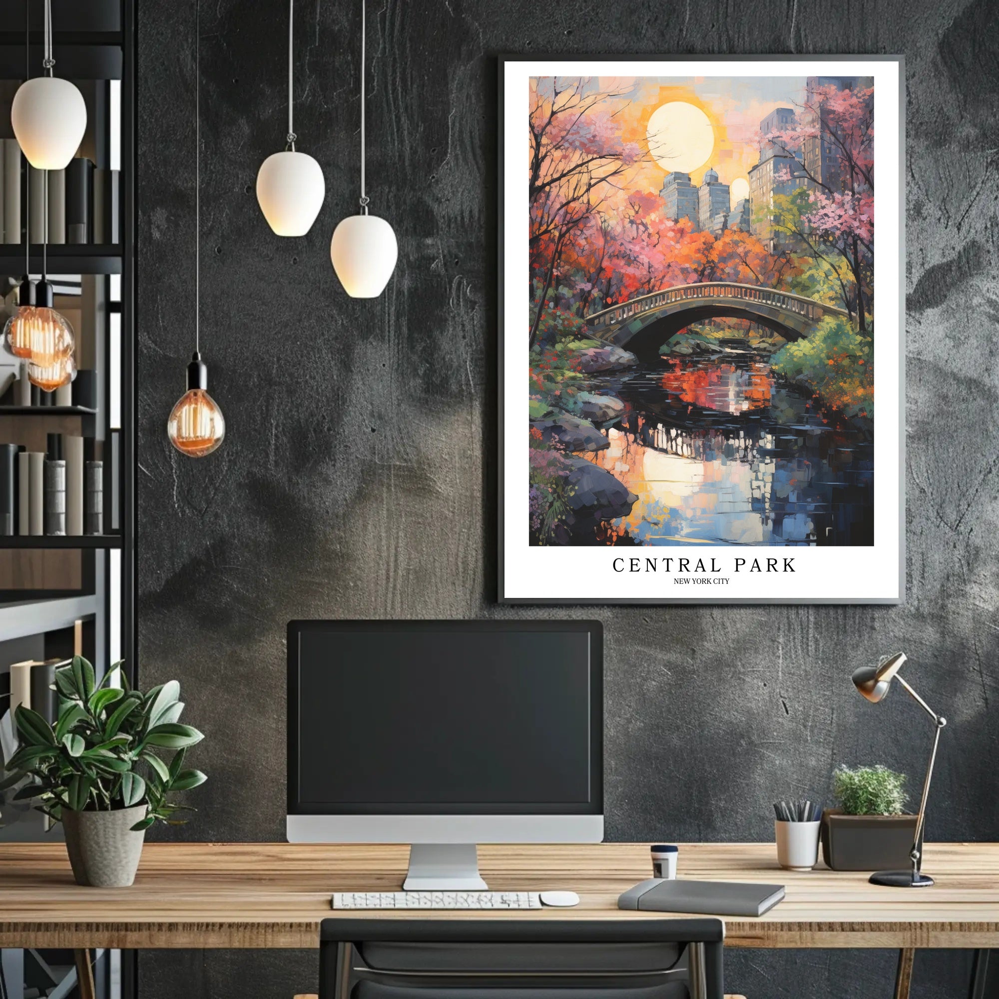 Central Park Autumn Impressionism Urban or Cityscape Poster PosterGoat