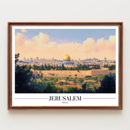 Jerusalem Skyline with Dome of the Rock Cityscape Poster