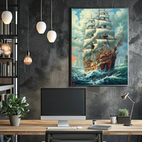 Majestic Sailing Ship At Sea Poster