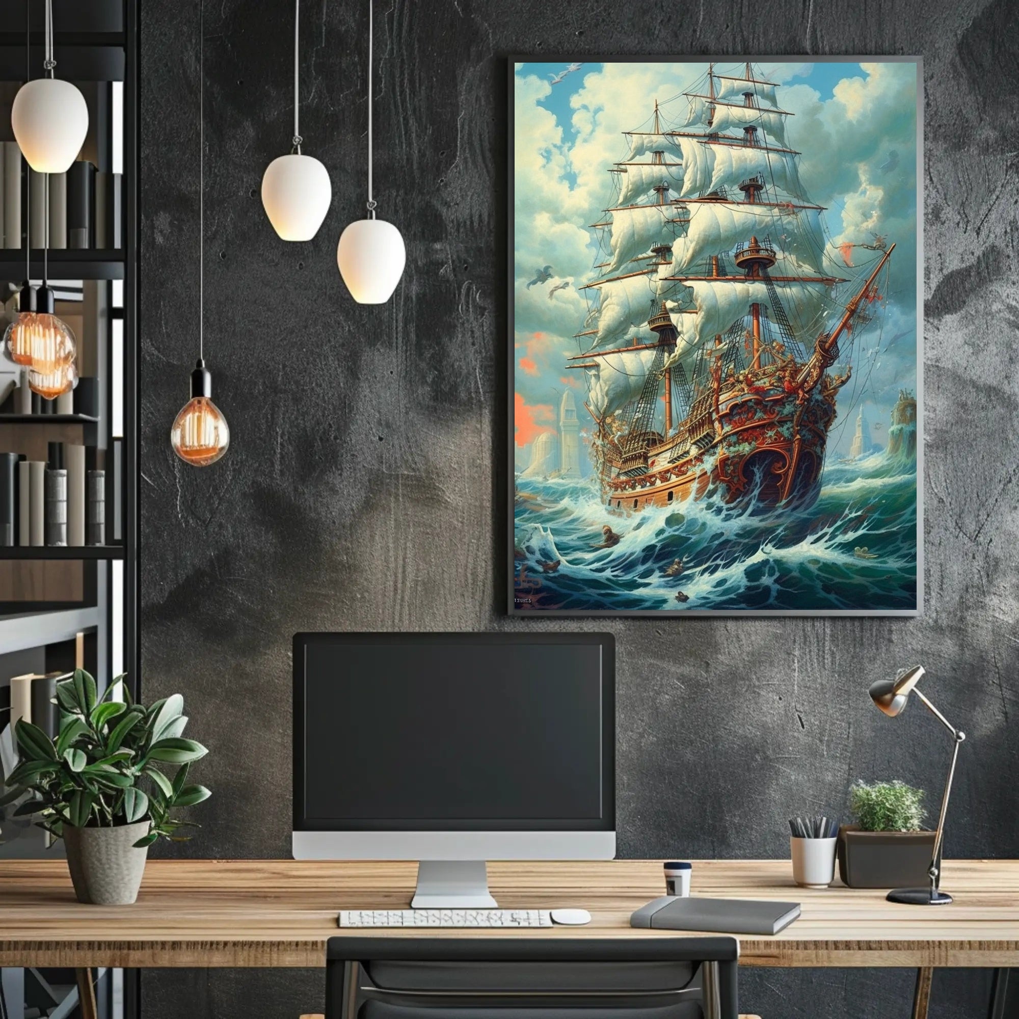 Majestic Sailing Ship At Sea Poster