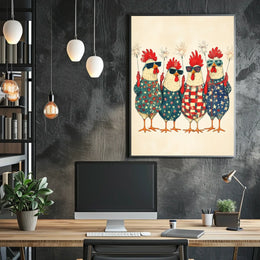 patriotic chickens standing side by side Poster