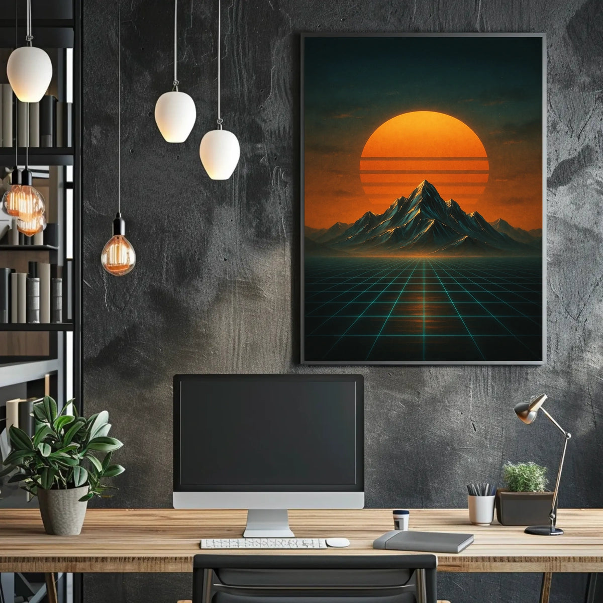 Retro-Futuristic Synthwave Art Print in Futuristic Sci-Fi Poster
