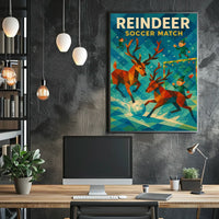 Reindeer Soccer Match: Festive Winter Wonderland Poster