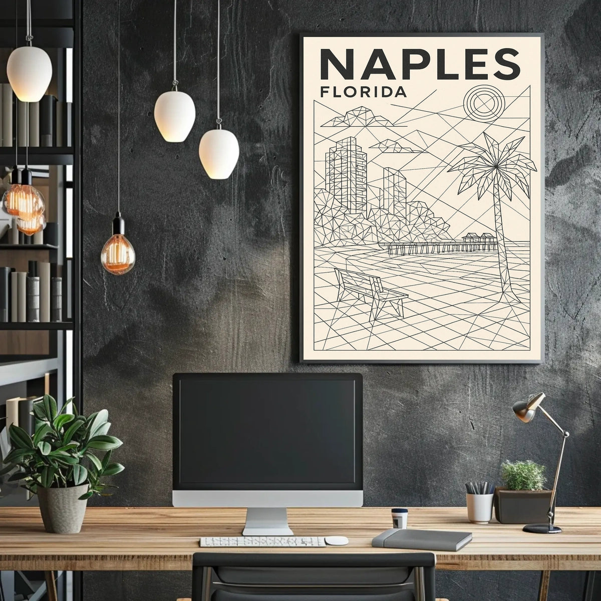 Naples Florida Geometric Coastal Art Poster 18x24 Print